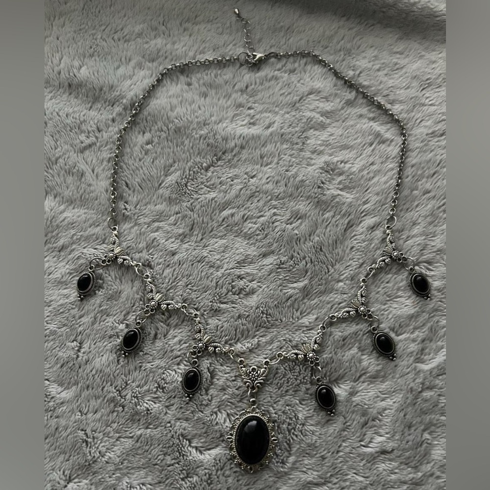 Elegant Silver and Black Necklace